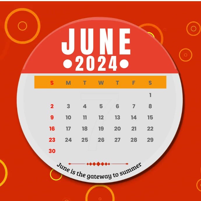 June Calender 2024 Instagram Post template
