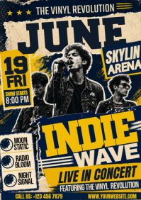 June Indie Wave Concert Poster A4 template