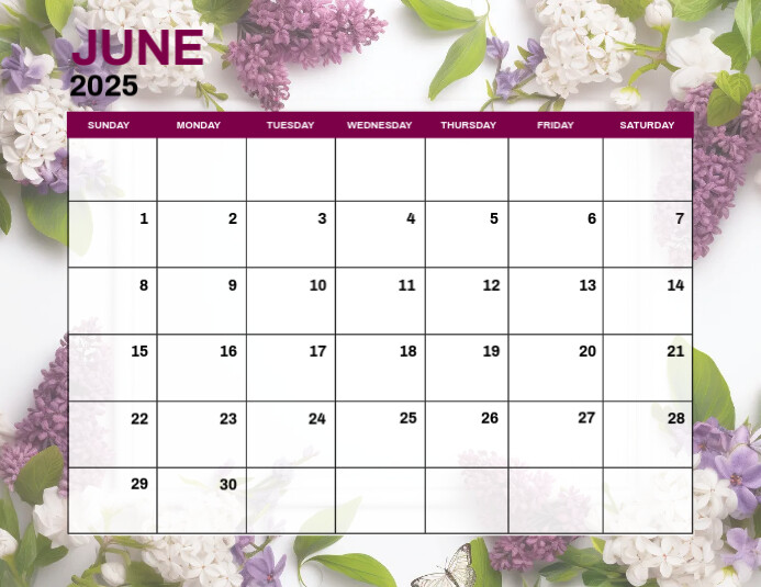June Monthly Events Calendar Template | PosterMyWall