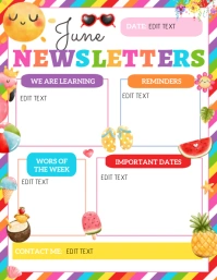 June Newsletter Template, june newsletter tem Flyer (US Letter)