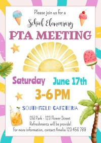 June PTO PTA Meeting Flyer Printable - SUN A6 template