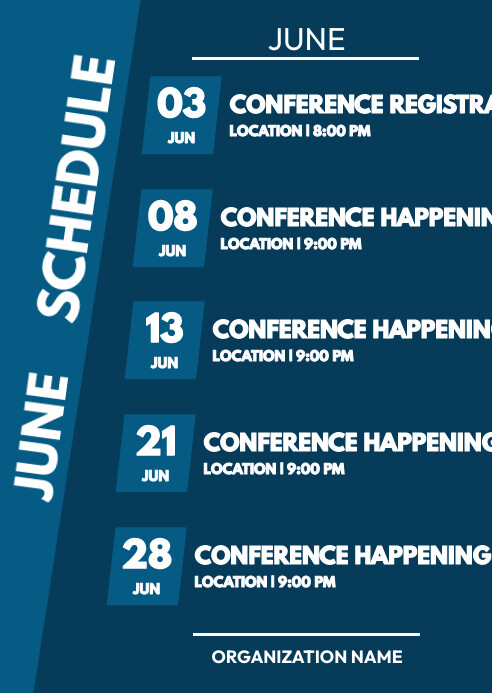 JUNE SCHEDULE TEMPLATE PosterMyWall