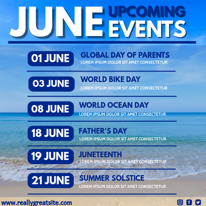 Copy of June upcoming events Instagram post. | PosterMyWall