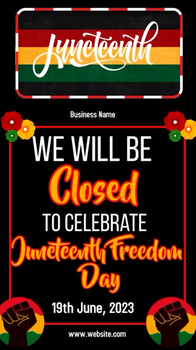 Juneteenth business closed announcement (1) Digital Display (9:16) template