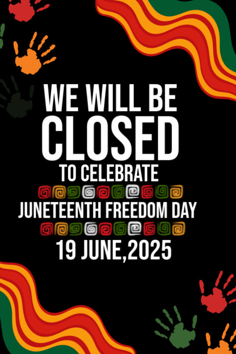 Juneteenth closed template 2025 Plakkaat