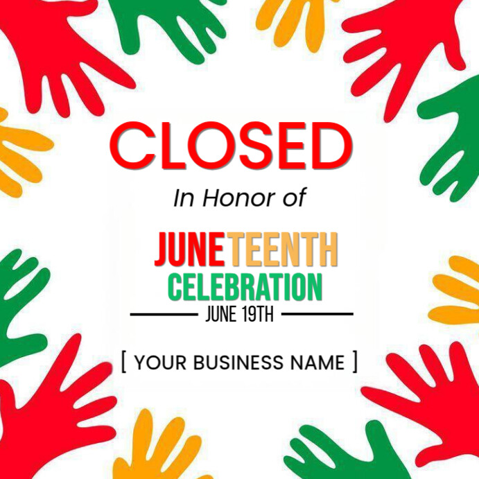 Juneteenth Closure Flyer – We Will Be Closed for the Holiday Template" Instagram na Post