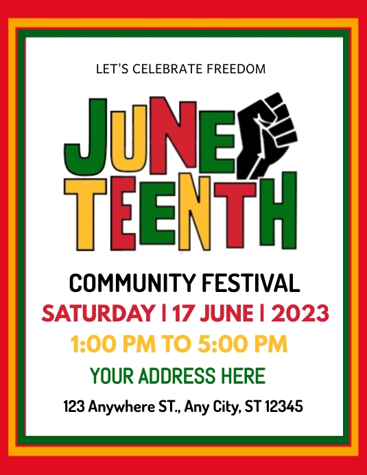 Juneteenth community festival flyer. 传单(美国信函) template