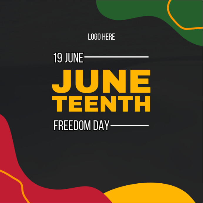Juneteenth Day Celebration Flyer 19 June with Green, Yellow, Red and Black Wpis na Instagrama template