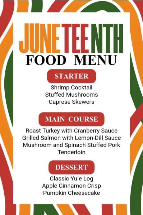 Juneteenth Food Menu Poster template
