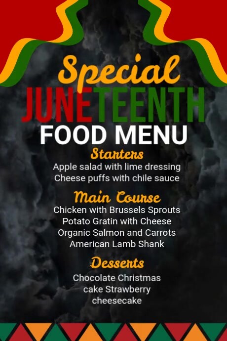 Juneteenth Food Menu Templat | PosterMyWall
