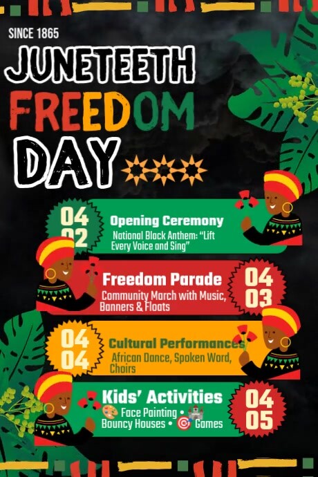 Juneteenth Freedom Day Schedule Template | PosterMyWall
