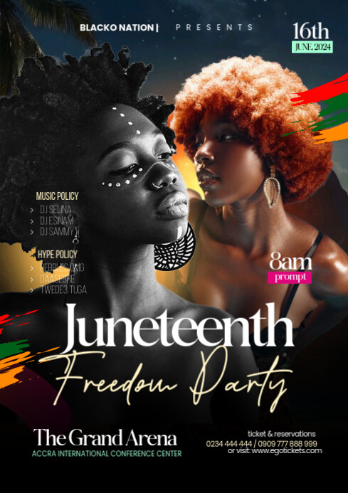Juneteenth Freedom Party Design Template A4