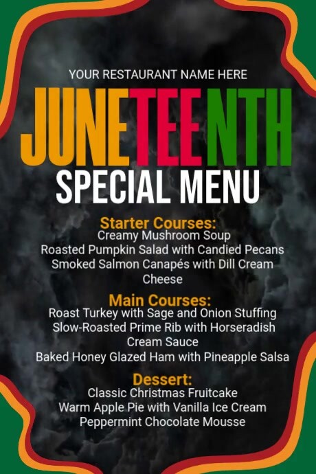 Juneteenth Menu Poster template