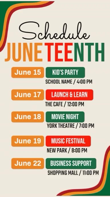Juneteenth Schedule Template Instagram Reel
