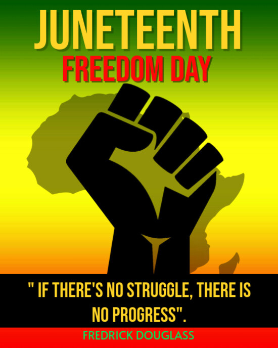 Juneteenth Post Design Juneteenth Social Media Post – Frederick Douglass Quote & Raised Fist ...