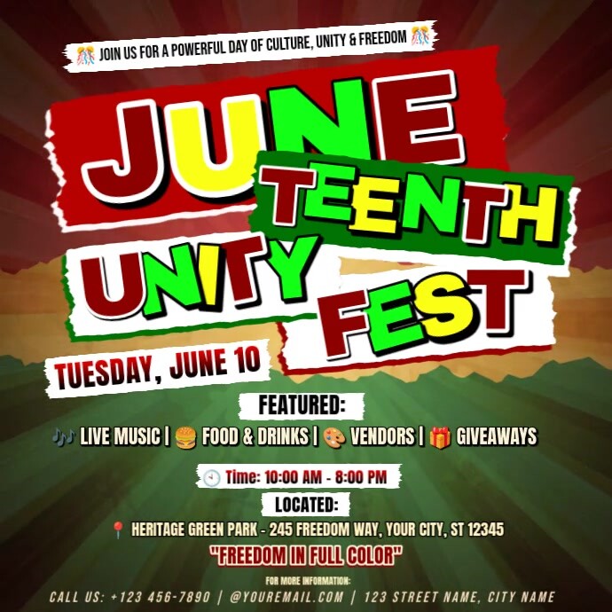 Juneteenth Unity Fest Flyer Instagram Post template