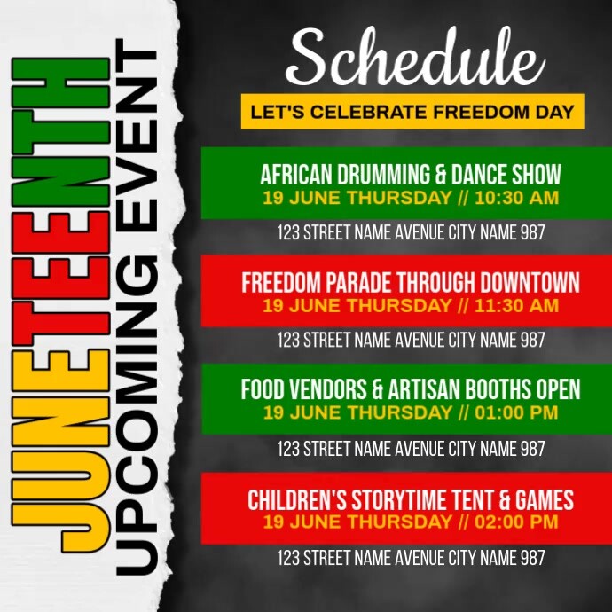 Juneteenth Upcoming Event โพสต์บน Instagram template