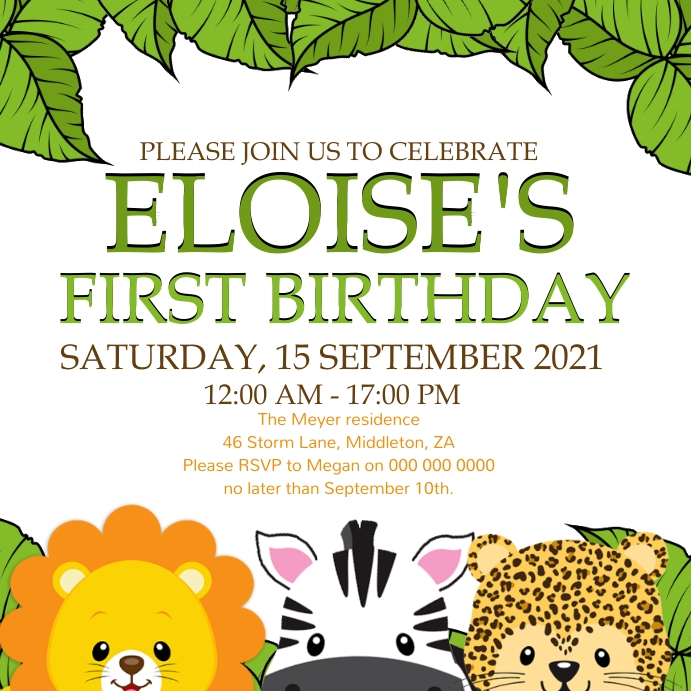 JUNGLE SAFARI THEME BIRTHDAY TEMPLATE Pos Instagram