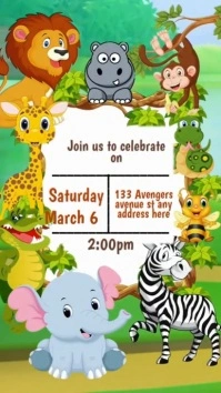 jungle theme birthday invitation Ekran reklamowy (9:16) template