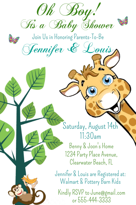 Jungle Theme Giraffe Baby Shower Invitation Modelo Postermywall Jungle Theme Giraffe Baby Shower Invitation Modelo Postermywall