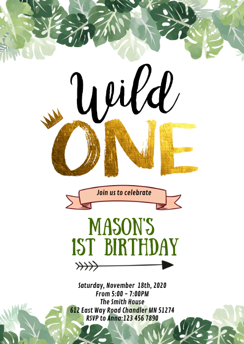 Modele Invitation De Fete D Anniversaire Jungle Wild One Postermywall Modele Invitation De Fete D Anniversaire Jungle Wild One Postermywall