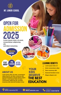 Junior School admission Flyer Template Halbe Seite breit