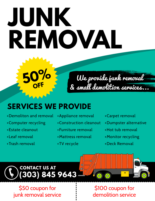 Шаблон Junk Removal Flyer PosterMyWall