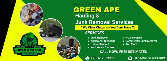 Junk Removal Services facebook cover,cleaning template