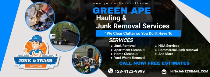 Junk Removal Services facebook cover,cleaning template
