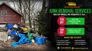 Junk Removal Services flyer,cleaning service Prezentacja (16:9) template