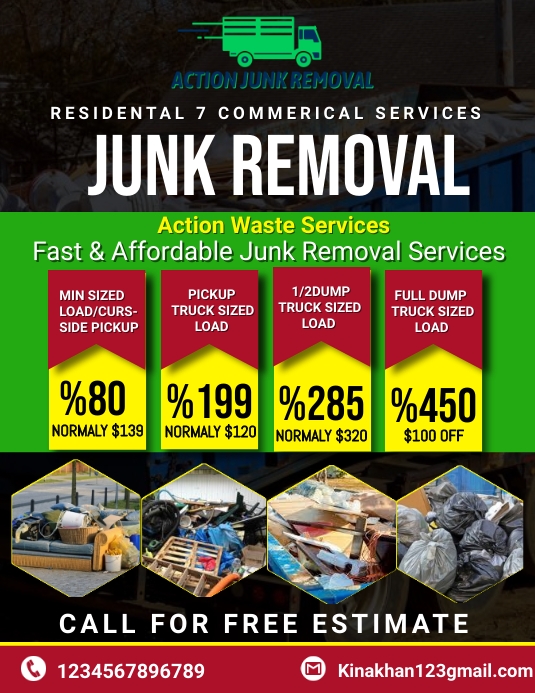 Junk Removal Services Flyer,trash removal fly Template PosterMyWall