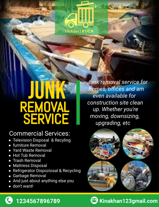 Junk Removal Services Flyer,cleaning service, Ulotka (US Letter) template