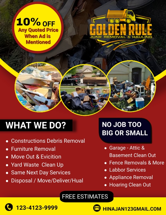 Junk Removal Services flyer,cleaning service template