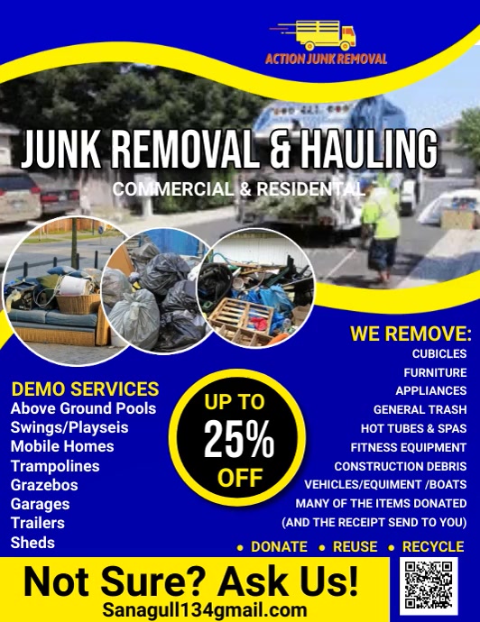 Junk Removal Services flyer,cleaning service Ulotka (US Letter) template