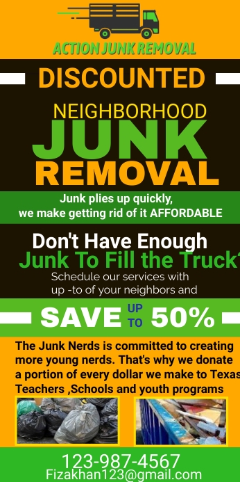 Junk Removal Services flyer,cleaning service Rollbanner 3 stopy × 6 stóp template