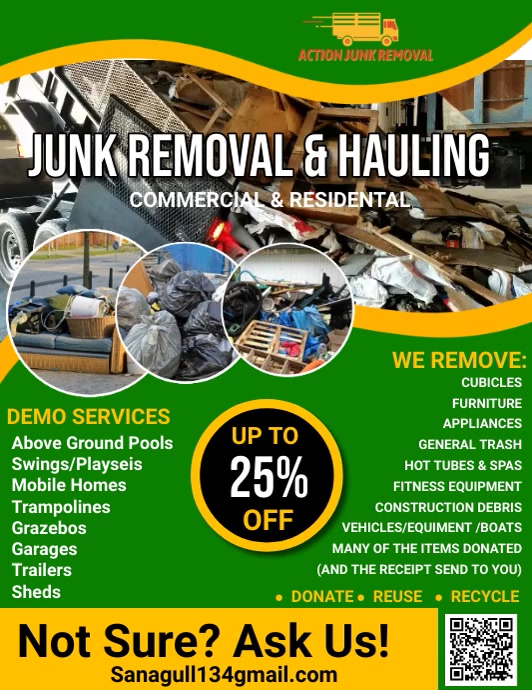 Junk Removal Services flyer,cleaning service Ulotka (US Letter) template