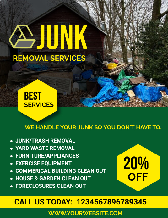 Junk Removal Services Flyer ,Cleaning Service Ulotka (US Letter) template