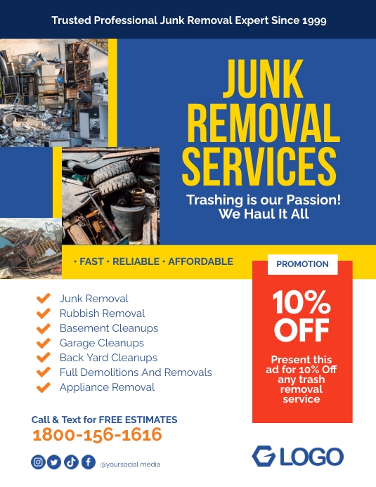 Junk Removal Services Flyer Template PosterMyWall