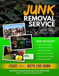 Junk trash garbage hauling removals services business company online flyer poster design template ใบปลิว (US Letter)