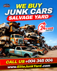 Junk yard scrap Car Salvage junkyard business advertisement social media flyers poster design templa Instagram Portrait template