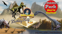 Brown Kids Dinosaur Birthday Invitation Présentation Template