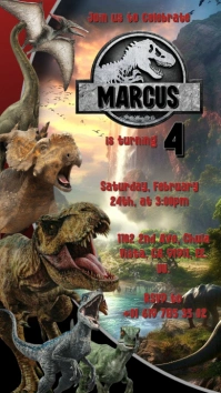 jurassic park birthday invitation Digital Display (9:16) template