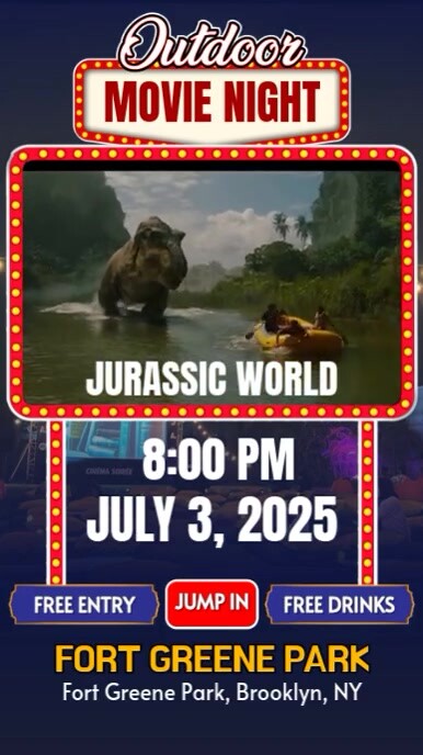 Jurassic World Rebirth: Outdoor Movie Night Instagram Story Template