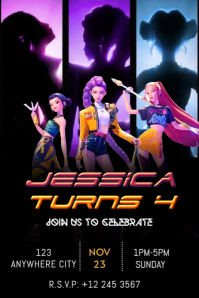 K pop birthday design for kids template