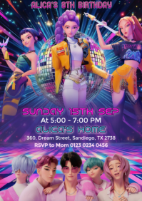 K-pop birthday invitation A4 template