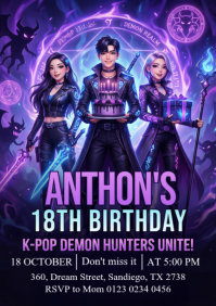 K-pop birthday invitation A5 template