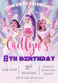 K-pop birthday invitation A5 template