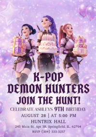 K-pop birthday invitation A5 template