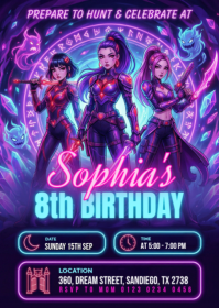 K-pop birthday invitation A6 template