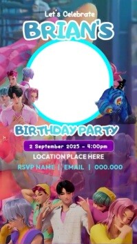 Anime Birthday Party Tampilan Digital Template